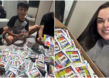 Mãe conta que gastou R$ 11 mil em figurinhas da Copa para filho completar álbum em SC